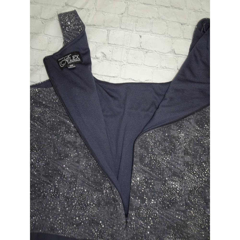 Alex Evenings Women's Empire Waist Dress Smoke/Glitter Dress, 20W No Tags - Picture 7 of 8